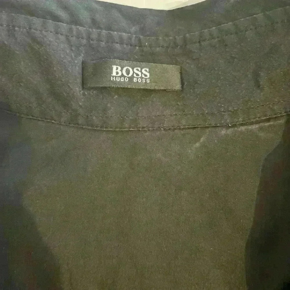 Vintage Hugo Boss Black Tailored Shirt Dress Minimalist Midi 90s Workwear - Picture 6 of 6